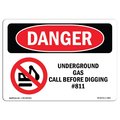 Signmission Sign, 7" H, 10" W, Aluminum, Underground Gas Call Before Digging #811, Landscape, L-1802 OS-DS-A-710-L-1802